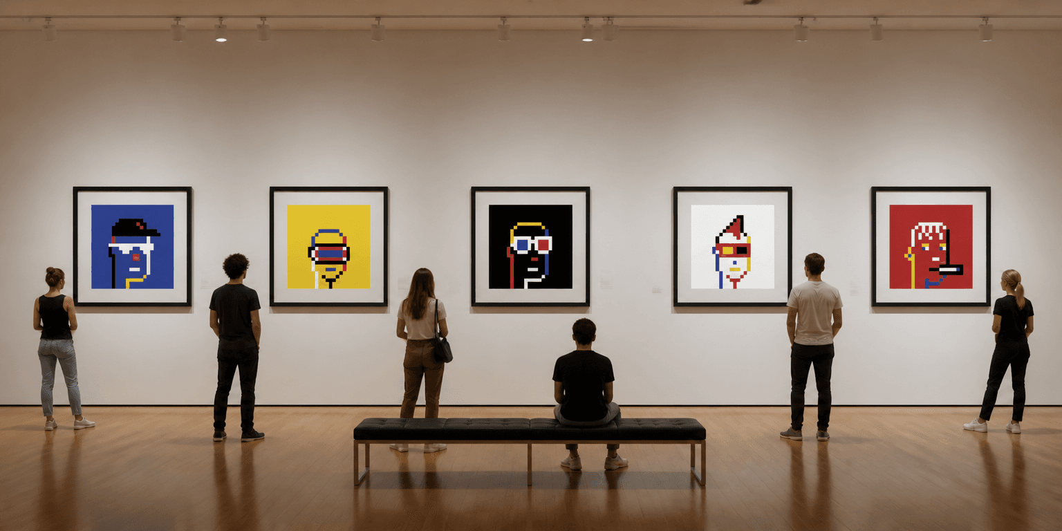 Mondrian Punks displayed in a gallery